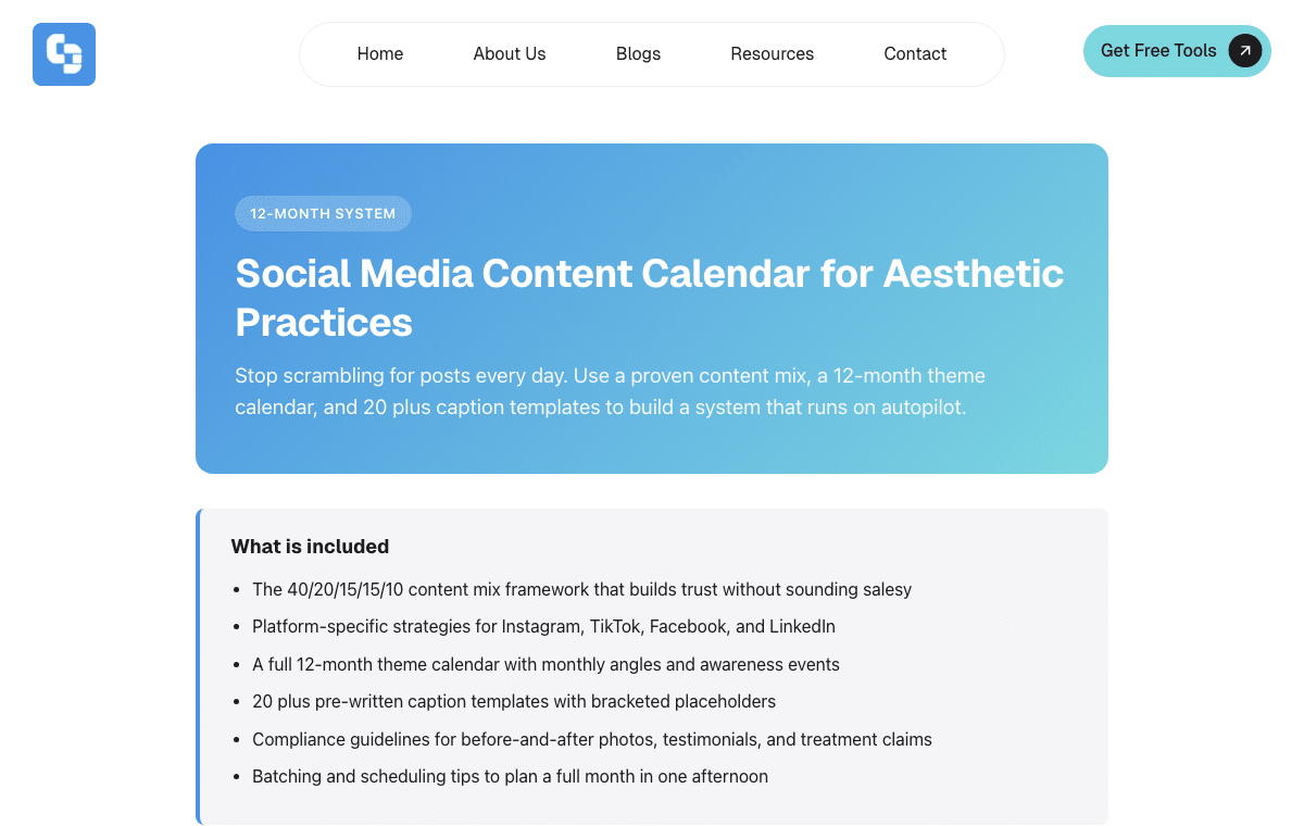 Social Media Content Calendar preview